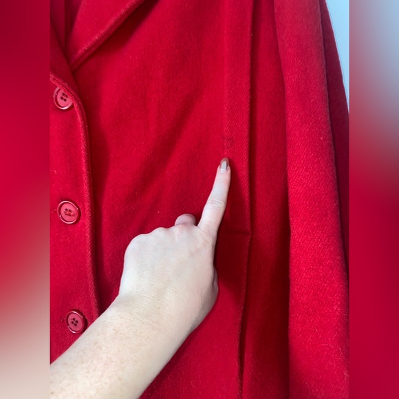 🍓6/$15🍓 Vintage Herman Kay Red Wool Blend Pea Coat - Picture 7 of 8